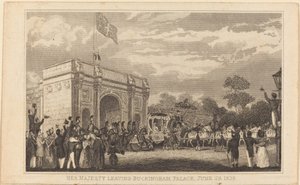 Sua Majestade deixando o Palácio de Buckingham, 28 de junho de 1838 [metade esquerda]