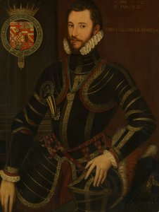 Retrato de Walter Devereux 1539-1576, Primeiro Conde de Essex, datado de 1572. de British Painter.