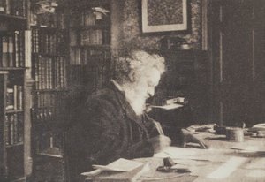 Colecionador de livros, William Morris na sua biblioteca em Kelmscott House, Hammersmith de British Photographer