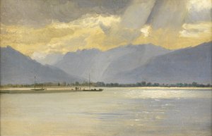 Um Lago Continental (óleo a bordo) de British School