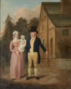 Um retrato de grupo de Jasper Ryles e família (óleo sobre tela) de British School