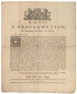 Proclamação Para Reprimir a Rebelião ... 23 de agosto de 1775 de British School
