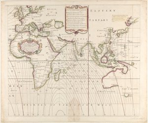Uma nova e correcta carta marítima de todo o mundo, mostrando as variações da bússola tal como se encontravam no ano de 1700 de British School