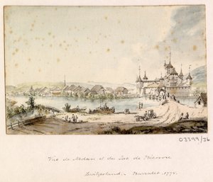 Uma série de esboços, vistas na Grã-Bretanha, Continente e América 1772-1778 (aguarela) de British School