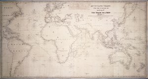 Uma carta de contorno, destinada a marcar a rota de um navio de British School