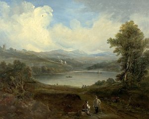 Grasmere, Westmorland, Cumbria (óleo sobre madeira) de British School