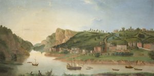 Hotwells, com vista para o desfiladeiro Avon Gorge, c.1730 (óleo sobre tela) de British School