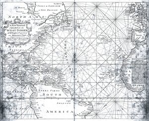 Mapa do Atlântico Norte por Monte e Página de British School