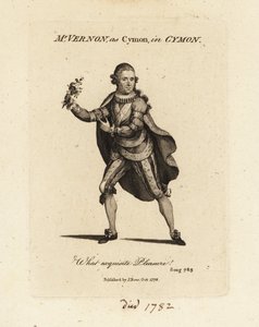 Sra. Joseph Vernon como Cymon cantando Thomas Arnes cantata Cymon e Iphigenia de British School