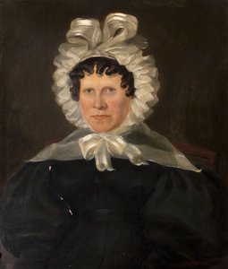 Sra. Rebekah Franklin, esposa do reverendo Francis Franklin, final da década de 1840 (óleo sobre tela) de British School