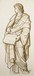 Muse of Literature - Cartoon for Stained Glass, c.1890 (aguarela sobre papel) de British School