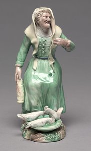 Old Woman Feeding Chickens, Staffordshire Factory, c.1770 (barro) de British School