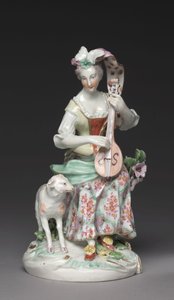 Músico sentado, Derby Porcelain Factory, c.1765 (porcelana em pasta mole) de British School