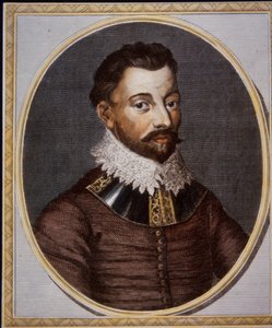 Sir Francis Drake, comerciante e corsário (gravura colorida) de British School