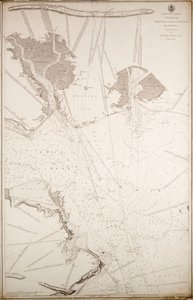 Estrada de Santa Helena, Spithead, portos de Portsmouth e Langstone. Levantamento efectuado em 1783 pelo tenente Murdoch Mackenzie Junior. de British School