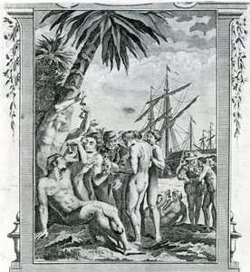 A primeira entrevista de Cristóvão Colombo com os nativos da América de British School