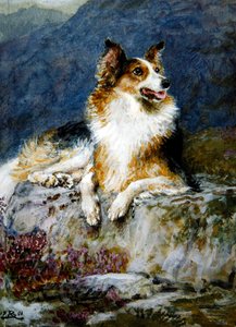 Collie em uma paisagem de Briton Riviere
