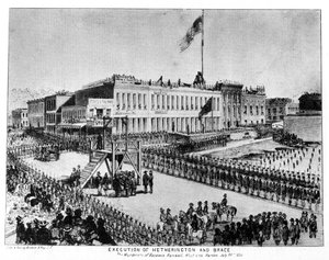 A execução de Hetherington e Brace, Fort Vigilance, Sacramento, Califórnia, 1856 1937.