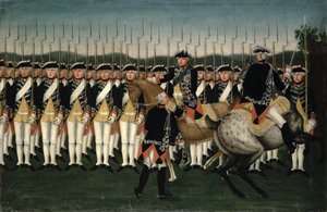 Friedrich II (1712-86) com o Regimento da Guarda de Hesse de Brock
