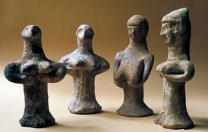 Figurinhas de Asherah, cananeu, 999-600 aC (argila)