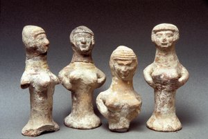 Figurinhas de Asherah, cananeu, 999-600 aC (argila)