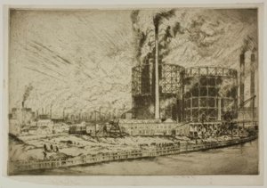 Chicago - Gas Tank Town, 29th St. e River de Bror Julius Olsson Nordfeldt