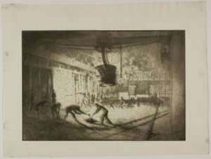 Chicago - Forno de forja aberta, Illinois Steel Co. de Bror Julius Olsson Nordfeldt