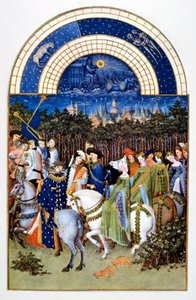 "maio" de "Les Très Riches Heures du Duc de Berry" ("As horas muito ricas do duque de Berry") de Brothers Limbourg