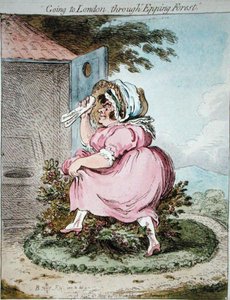 Indo para Londres pela Epping Forest, gravada por James Gillray (1757-1815) publicada por Hannah Humphrey em 1802 (gravura colorida à mão)
