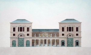 Fábrica de Tapetes em Tournai, de "Choix des Monuments, Edifices et Maisons les plus remarquables du Royaume des Pays-Bas" de Pierre Jacques Goetghebuer, gravado pelo autor, publicado em 1827 (aquatint) de Bruno (after) Renard