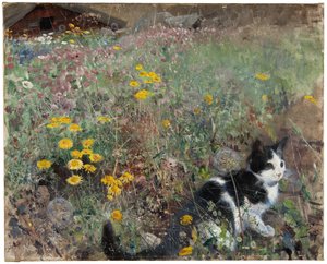 Gato em um prado florido, 1887