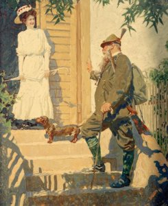 Príncipe Regente Luitpold da Baviera com jovem senhora de Brynolf Wennerberg