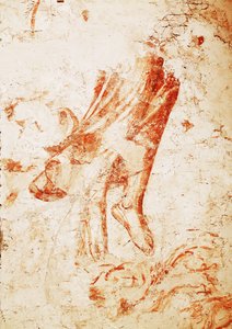 Sinopia com um anjo da morte e um bispo ... (fresco) de Buonamico Buffalmacco