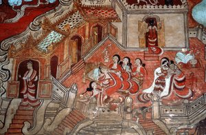 Cenas da vida de um Bodhisattva, 1776 (mural) de Burmese School
