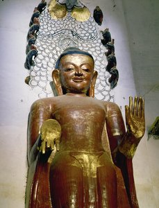Estátua, de, um, ficar, buddha