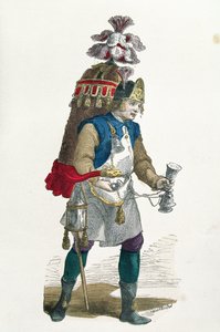 Vendedor de coco em 1774 (gravura a cores)