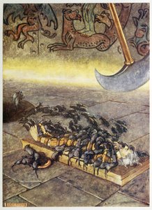 "Eles invadiram-me em montões sempre a acumular", de Selected Tales of Mystery, pub. 1909 (cor litho)