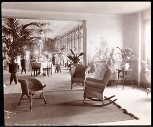 A sala de jantar do telhado no Vendome Hotel, 1903 (impressão em gelatina de prata) de Byron Company