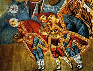 Adoração dos Magos (século XII), Karanlik Kilise (Igreja das Trevas) (século XII-13), Goreme (Lista do Património Mundial da Unesco) de Byzantine