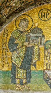 Imperador Justiniano apresentando Hagia Sophia à Virgem e ao Menino (mosaico)