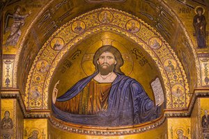 Imagem de Jesus, Catedral de Santa Maria Nuova, Monreale, Sicília, Itália, Europa de Byzantine