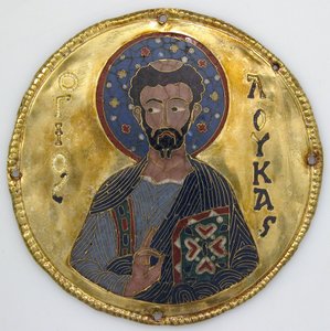 Medalhão com São Lucas de uma Moldura de Ícone, c.1100 (ouro, prata e esmalte cloisonné) de Byzantine