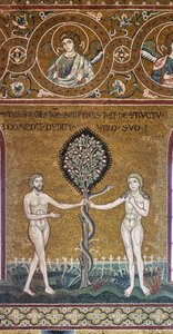 O pecado original, mosaico bizantino, Ciclo do Antigo Testamento - Paraíso Terrestre, XII-XIII seg (mosaico) de Byzantine