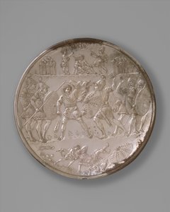 Placa com a Batalha de Davi e Golias, 629-30 (prata) de Byzantine Byzantine