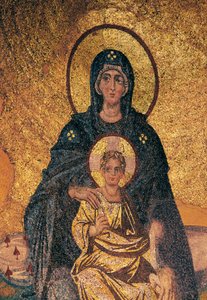 Virgem e Criança entronizadas (mosaico) de Byzantine Byzantine