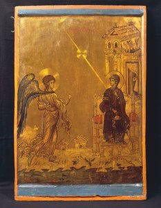 A Anunciação (tempera no painel) de Byzantine School