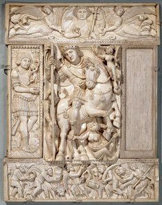 O Imperador Triunfante, conhecido como o Marfim Barberini, 500-550 dC de Byzantine School