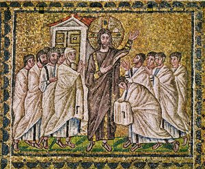 O milagre do Pentecostes, século VI (mosaico) de Byzantine School