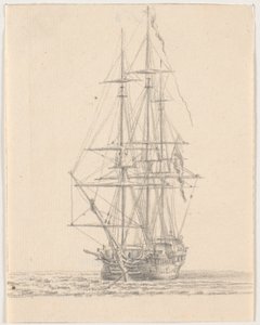Navio da marinha com velas enroladas de C.A. Lorentzen