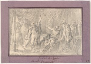 Ricardo Coração de Leão. Cena do romance "O Talismã" (1825) de Walter Scott de C.A. Lorentzen